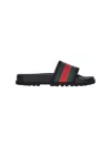 Gucci Pursuit Web Slides With Bold Stripes