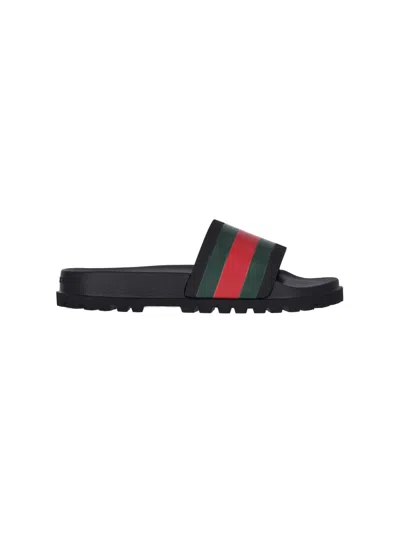 GUCCI - WEB RUBBER SLIDE