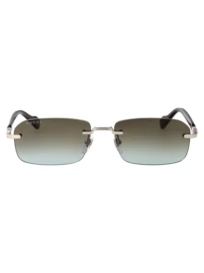 Gucci 00 Silver Brown Brown Metal Sunglasses In Metallic