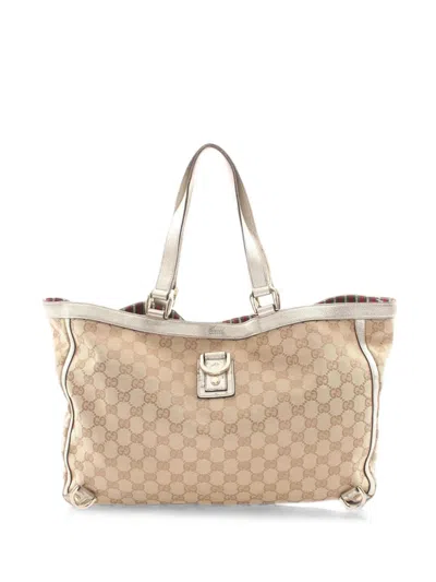 Pre-owned Gucci 00s Abby Gg-canvas Tote Bag In Neutral