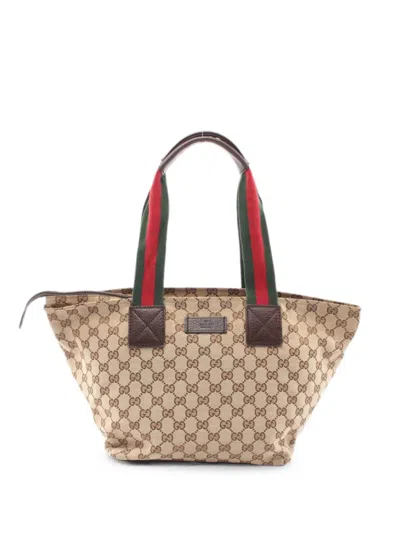 Pre-owned Gucci 00s Gg-canvas Tote Bag In Neutral