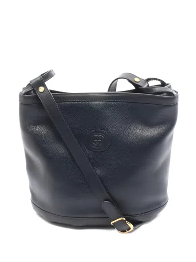 Pre-owned Gucci 00s Interlocking G Leather Shoulder Bag In Blue