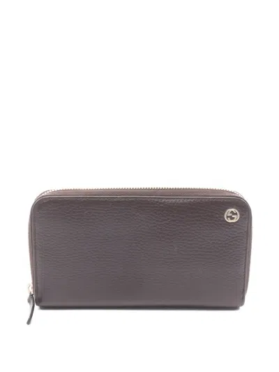 Pre-owned Gucci 00s Interlocking G Leather Wallet In Brown