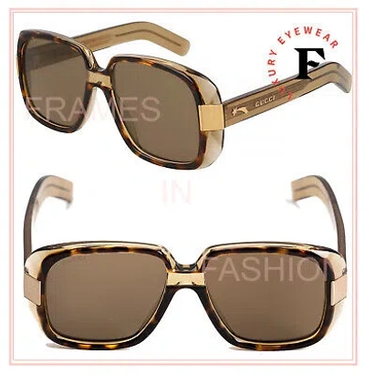 Pre-owned Gucci 0318 Brown Honey Retro Squared Falling Star Sunglasses Gg0318s Unisex