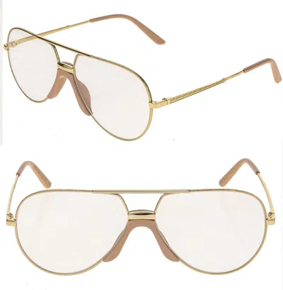 Pre-owned Gucci 0432 Gold Clear Crystal Aviator Metal Retro Sunglasses Gg0432s Unisex