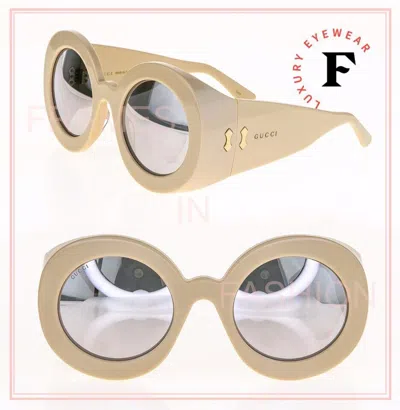Pre-owned Gucci 0779 Ivory Silver Mirror Oversized Mask Fashion Unisex Sunglass Gg0779 001