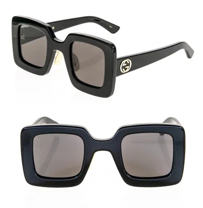 Pre-owned Gucci 0780 Black Bold Logo Square Runway Retro Unisex Gg0780s 005 Sunglasses In Gray
