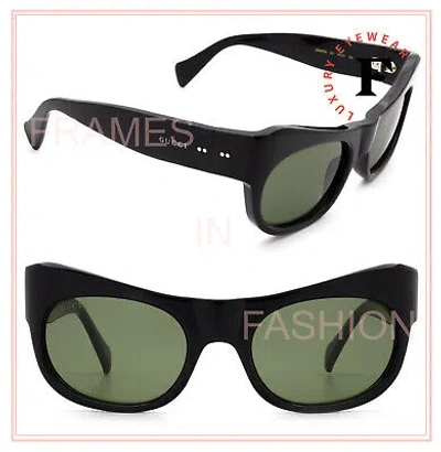 Pre-owned Gucci 0870 Black Green Rectangular Runway Unisex Gg0870s 001 Fashion Sunglasses