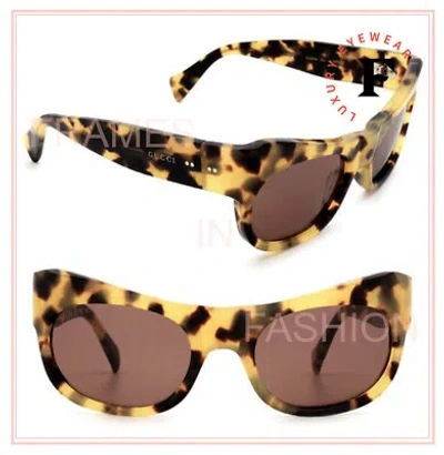 Pre-owned Gucci 0870 Havana Brown Rectangular Runway Unisex Gg0870s 003 Fashion Sunglasses