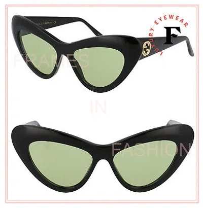 Pre-owned Gucci 0895 Black Green Cat Eye Runway Gg0895s 003 Fashion Chunky Sunglasses