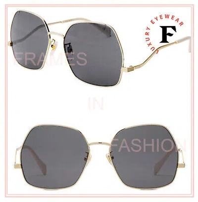 Pre-owned Gucci 0972 Gold Black Wavy Oversized Geometrical Sunglasses Gg0972s Retro 001 In Gray
