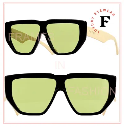Pre-owned Gucci 0997 Black Ivory Green 001 Geometric Sunglasses Gg0997s Unisex Authentic