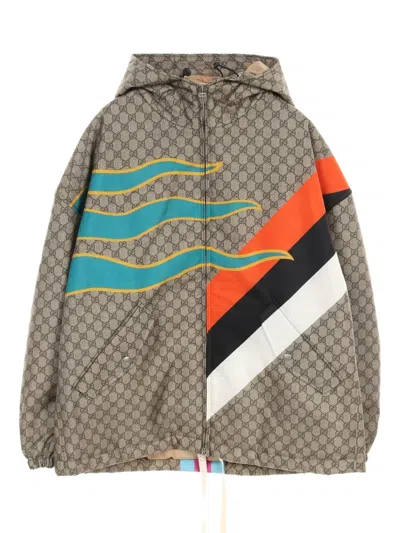 Pre-owned Gucci 10's Gg Supreme Hooded Jacket In Neutrals