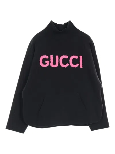Pre-owned Gucci 10's Logo-embroidered Sweater In Black