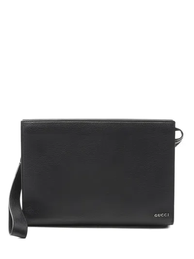 Pre-owned Gucci 10's Small Leather Clutch Bag In Black