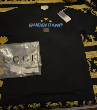 Pre-owned Gucci 100% Auth  Band T Shirt Oversized Fit Mrsp $750 Size M Medium In Black