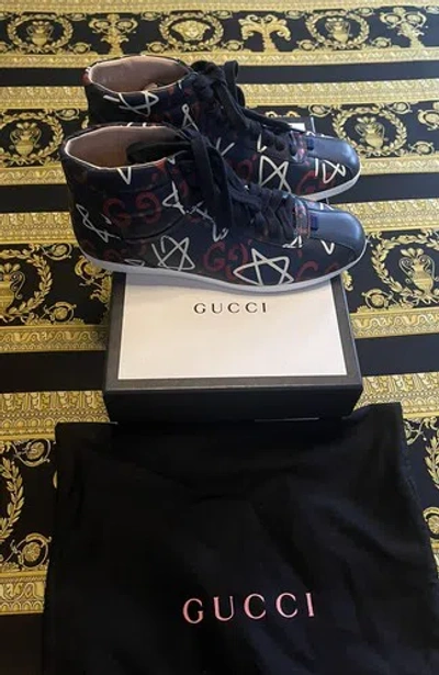 Pre-owned Gucci 100% Auth  Ghost Sneakers Apollo Limited Edition Size 36 In Blue