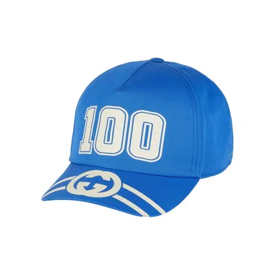 Pre-owned Gucci 100 Baseball Velcro Strap Cap 'bright Blue'