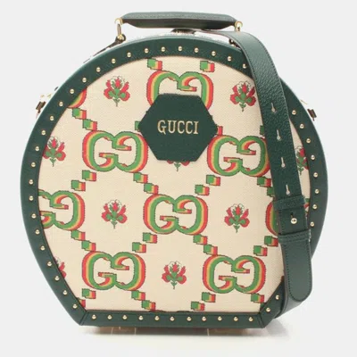 Pre-owned Gucci 100 Centennial Gg Flower Jacquard Pvc Coated Canvas Handbag In Sand