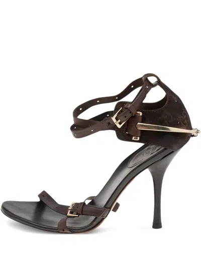 Pre-owned Gucci 100mm Buckled Leather Sandals