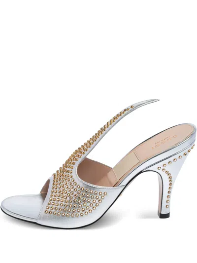 Pre-owned Gucci 100mm Crystal-embellished Sandals