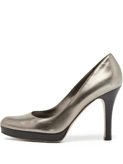 Pre-owned Gucci 100mm Metallic-leather Pumps