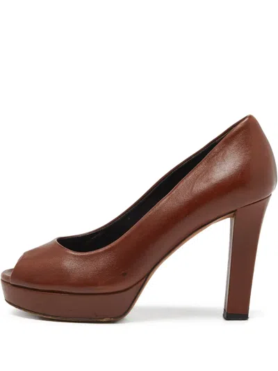 Pre-owned Gucci 100mm Peep-toe Heeled Pumps