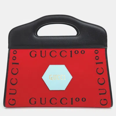 Pre-owned Gucci Red Leather 100th Anniversary Tote Bag