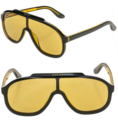 Pre-owned Gucci 1038 Black Crystal Gold Aviator Mask Gg1038s Unisex Pilot Sunglasses 003 In Brown