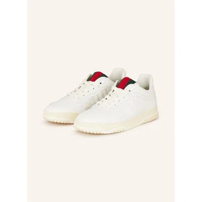 Gucci White Leather Sneakers With Contrasting Rubber Sole