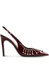 Gucci Crystal-embellished Patent-leather Slingback Pumps In Red