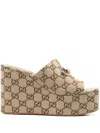 Gucci Gg Wedge Sandals In Nude