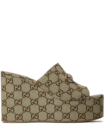Gucci 105mm Horsebit Wedge Sandals