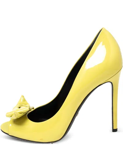 Pre-owned Gucci 105mm Leather Pumps In Yellow