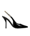 Gucci Signoria Embellished Patent-leather Slingback Pumps In Black
