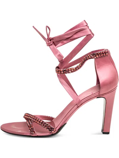 Pre-owned Gucci 105mm Satin Crystal-embellished Sandals
