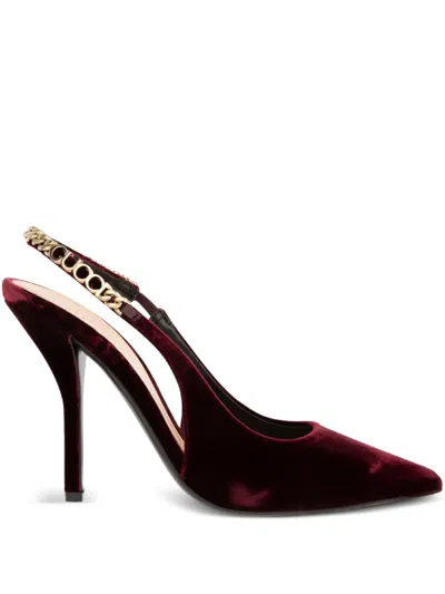 Gucci 105mm Signoria Chain Strap Pumps In Burgundy