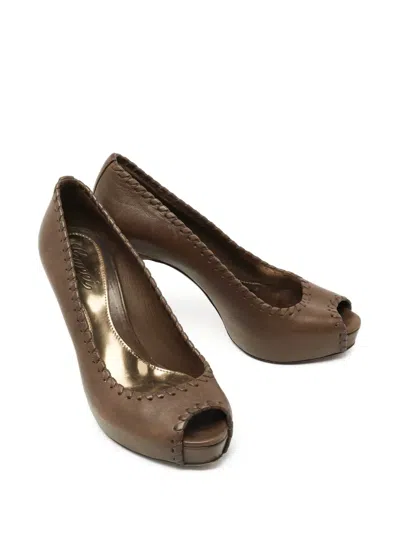 Pre-owned Gucci 105mm Whipstitch-trim Pumps