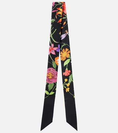 Gucci Printed Twill Mulberry Silk Bow Tie In Black And Multicolour