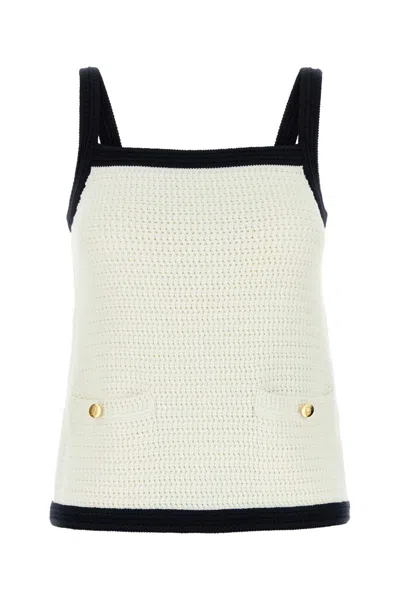 Gucci Stretch Crochet Tank Top In White