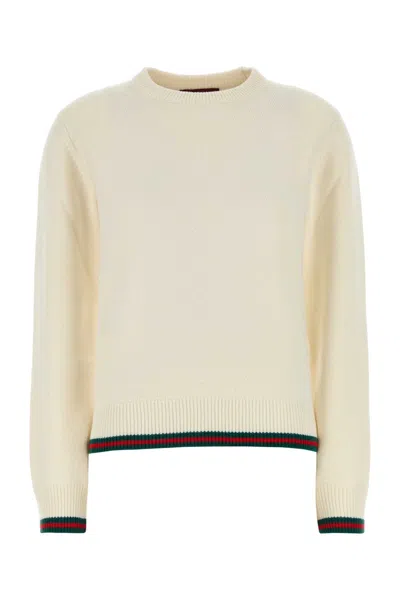 Gucci Women Ivory Wool Blend Sweater In Neutral