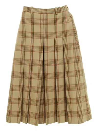 Pre-owned Gucci 10s Check-pattern Skirt In Brown