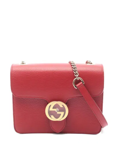 Pre-owned Gucci 10s Logo-detail Leather Shoulder Bag In Red