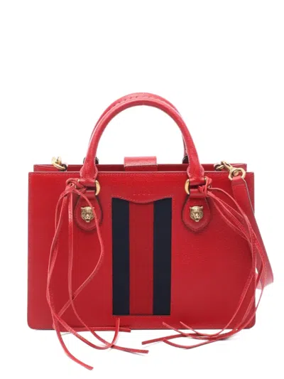 Pre-owned Gucci 10s Medium Animalier Tassel-detail Tote Bag In Red