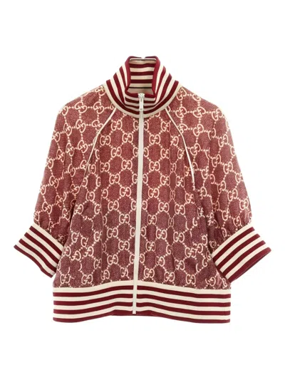 Pre-owned Gucci 10s Monogram-pattern Track Jacket In Red