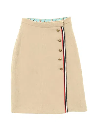 Pre-owned Gucci 10s Sherry Line Tweed Skirt In Neutral