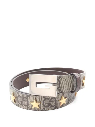 Pre-owned Gucci 10s Star-embellished Belt In Neutral