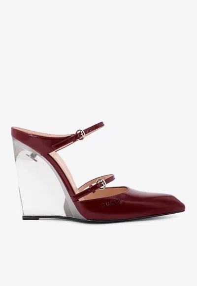 Gucci 110 Leather Wedge Mules