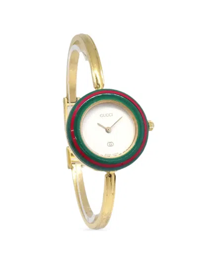 Pre-owned Gucci 1100-l Change Bezel 25mm Watch In White