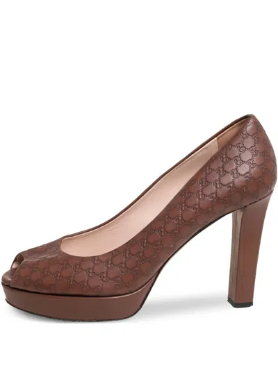 Pre-owned Gucci 110mm Peep-toe Platform Pumps